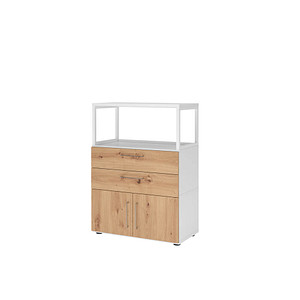 HAMMERBACHER Regalschrank FlexWall, VFW38K1RG/W/R/BS weiß, asteiche 2 Fachböden 80,0 x 40,0 x 109,8 cm