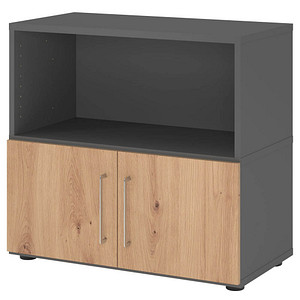 HAMMERBACHER Regalschrank FlexWall, VFW28T1KG/G/R/BS grafit, asteiche 1 Fachboden 80,0 x 40,0 x 74,6 cm