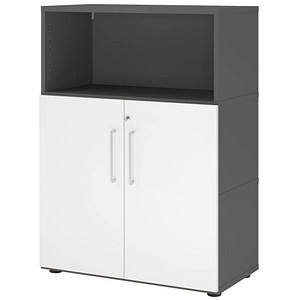 HAMMERBACHER Regalschrank FlexWall, VFW38T2KG/G/W/BS grafit, weiß 2 Fachböden 80,0 x 40,0 x 109,8 cm