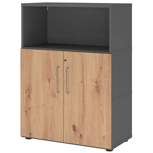 HAMMERBACHER Regalschrank FlexWall, VFW38T2KG/G/R/BS grafit, asteiche 2 Fachböden 80,0 x 40,0 x 109,8 cm