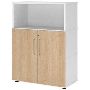 HAMMERBACHER Regalschrank FlexWall, VFW38T2KG/W/E/BS weiß, eiche 2 Fachböden 80,0 x 40,0 x 109,8 cm