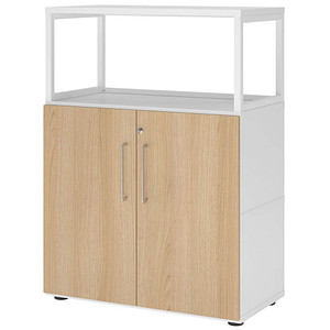 HAMMERBACHER Regalschrank FlexWall, VFW38T2RG/W/E/BS weiß, eiche 2 Fachböden 80,0 x 40,0 x 109,8 cm