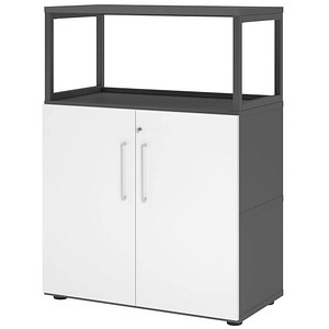 HAMMERBACHER Regalschrank FlexWall, VFW38T2RG/G/W/BS grafit, weiß 2 Fachböden 80,0 x 40,0 x 109,8 cm