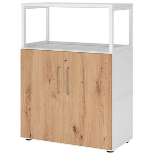 HAMMERBACHER Regalschrank FlexWall, VFW38T2RG/W/R/BS weiß, asteiche 2 Fachböden 80,0 x 40,0 x 109,8 cm