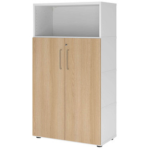 HAMMERBACHER Regalschrank FlexWall, VFW48T3KG/W/E/BS weiß, eiche 3 Fachböden 80,0 x 40,0 x 145,0 cm