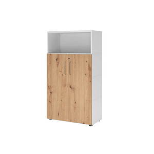 HAMMERBACHER Regalschrank FlexWall, VFW48T3KG/W/R/BS weiß, asteiche 3 Fachböden 80,0 x 40,0 x 145,0 cm