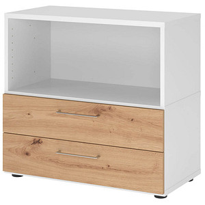 HAMMERBACHER Regalschrank FlexWall, VFW28S2KG/W/R/BS weiß, asteiche 1 Fachboden 80,0 x 40,0 x 74,6 cm