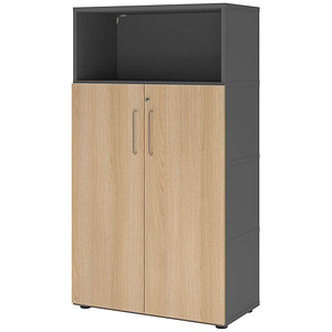 HAMMERBACHER Regalschrank FlexWall, VFW48T3KG/G/E/BS grafit, eiche 3 Fachböden 80,0 x 40,0 x 145,0 cm