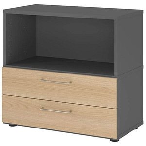 HAMMERBACHER Regalschrank FlexWall, VFW28S2KG/G/E/BS grafit, eiche 1 Fachboden 80,0 x 40,0 x 74,6 cm