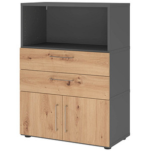 HAMMERBACHER Regalschrank FlexWall, VFW38K1KG/G/R/BS grafit, asteiche 2 Fachböden 80,0 x 40,0 x 109,8 cm