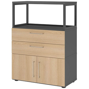 HAMMERBACHER Regalschrank FlexWall, VFW38K1RG/G/E/BS grafit, eiche 2 Fachböden 80,0 x 40,0 x 109,8 cm