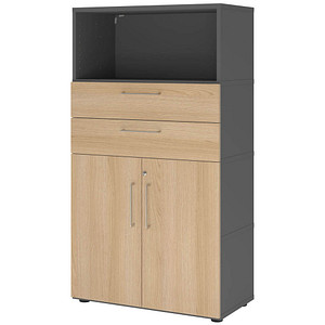 HAMMERBACHER Regalschrank FlexWall, VFW48K2KG/G/E/BS grafit, eiche 1 Fachboden 80,0 x 40,0 x 145,0 cm