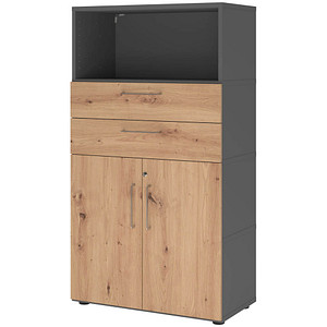 HAMMERBACHER Regalschrank FlexWall, VFW48K2KG/G/R/BS grafit, asteiche 1 Fachboden 80,0 x 40,0 x 145,0 cm