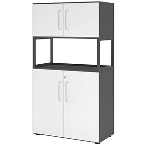 HAMMERBACHER Regalschrank FlexWall, VFW48K5RG/G/W/BS grafit, weiß 1 Fachboden 80,0 x 40,0 x 145,0 cm