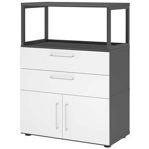 HAMMERBACHER Regalschrank FlexWall, VFW38K1RG/G/W/BS grafit, weiß 2 Fachböden 80,0 x 40,0 x 109,8 cm