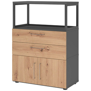 HAMMERBACHER Regalschrank FlexWall, VFW38K1RG/G/R/BS grafit, asteiche 2 Fachböden 80,0 x 40,0 x 109,8 cm