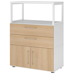 HAMMERBACHER Regalschrank FlexWall, VFW38K1RG/W/E/BS weiß, eiche 2 Fachböden 80,0 x 40,0 x 109,8 cm