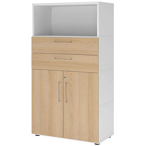 HAMMERBACHER Regalschrank FlexWall, VFW48K2KG/W/E/BS weiß, eiche 1 Fachboden 80,0 x 40,0 x 145,0 cm