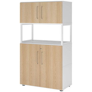 HAMMERBACHER Regalschrank FlexWall, VFW48K5RG/W/E/BS weiß, eiche 1 Fachboden 80,0 x 40,0 x 145,0 cm