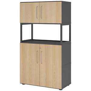 HAMMERBACHER Regalschrank FlexWall, VFW48K5RG/G/E/BS grafit, eiche 1 Fachboden 80,0 x 40,0 x 145,0 cm