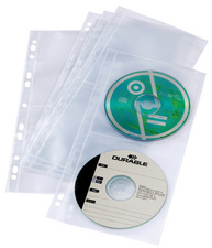 DURABLE CD/DVD-Hüllen für Ringbücher 5er-Set 5282-19 Transparent 4 CDs/DVDs