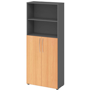 HAMMERBACHER Regalschrank 4770, V4770/G/6/BM grafit, buche 3 Fachböden 80,0 x 34,6 x 188,0 cm