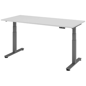 HAMMERBACHER XDSM19 elektrisch höhenverstellbarer Schreibtisch lichtgrau rechteckig, T-Fuß-Gestell grau 180,0 x 80,0 cm