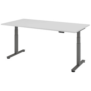 HAMMERBACHER XDSM2E elektrisch höhenverstellbarer Schreibtisch lichtgrau rechteckig, T-Fuß-Gestell grau 200,0 x 100,0 cm
