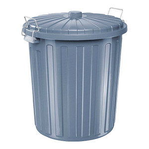 helit Abfalltonne mit Deckel, grau, 55 Liter