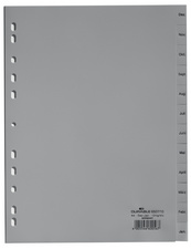 DURABLE Register 6507 DIN A4 Dez.-Jan. Polypropylen Grau 12 Registerblätter gep