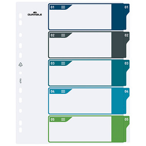 DURABLE Kunststoff-Register, Zahlen, A4+, 5-teilig, 1 - 5