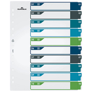 DURABLE Kunststoff-Register, Zahlen, A4+, 10-teilig, 1 - 10