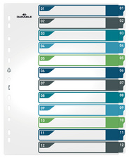 DURABLE Kunststoff-Register, Zahlen, A4+, 12-teilig, 1 - 12