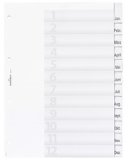 DURABLE Kunststoff-Register, A4, 12-teilig, transparent - für den Markt: D - L 