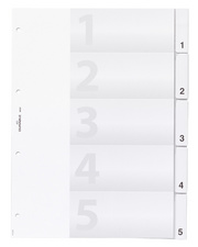 DURABLE Kunststoff-Register, A4, 20-teilig, transparent aus Hartfolie, überbrei