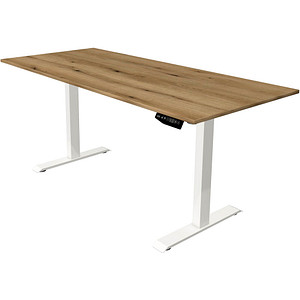 Kerkmann Move 1 elektrisch höhenverstellbarer Schreibtisch eiche rechteckig, T-Fuß-Gestell weiß 180,0 x 80,0 cm