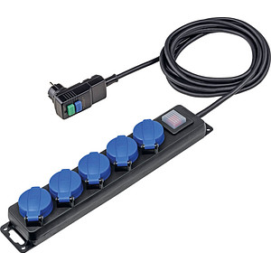 as-Schwabe PRCD 5-fach Steckdosenleiste mit Schalter 4,5 m schwarz