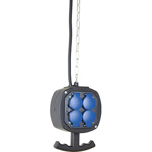 as-Schwabe ZUGSPITZE Hänge 8-fach Steckdosenwürfel  3,0 m schwarz