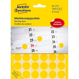 ZWECKFORM AVERY Zweckform Markierungspunkte, Durchmesser 18 mm, gelb Inhalt: 10