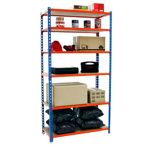 Simonrack Schwerlastregal MADERCLICK 6 8435104955529 orange, blau, braun 90,0 x 50,0 x 250,0 cm