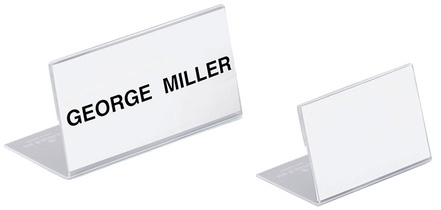DURABLE Tisch-Namensschild, L-Form, aus Acryl, transparent für Einsteckschilder