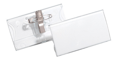 DURABLE Namensschild, mit Kombiklemme, aus Acryl, 75 x 40 mm transparent, mit N