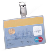 DURABLE Namensschild, mit Clip, 90 x 54 mm, Querformat für Sicherheitsausweise 