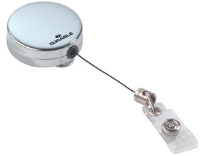 DURABLE Ausweishalter Chrom, metallic-silber mit Aufrollmechanik, aus verchromt