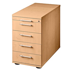 HAMMERBACHER Solid Standcontainer buche 5 Auszüge 42,8 x 80,0 x 72,0 - 76,0 cm
