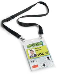 DURABLE Event-Namensschild, mit Textilband, DIN A6, schwarz Hochformat, 20 mm b