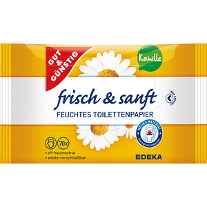 GUT&GÜNSTIG Feuchtes Toilettenpapier frisch & sanft 1-lagig 2x 70 Tücher