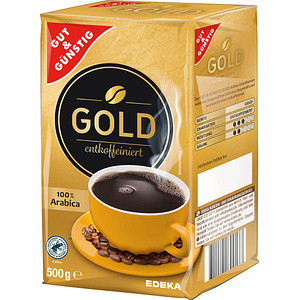 GUT&GÜNSTIG Gold entkoffeiniert Kaffee, gemahlen Arabicabohnen 500,0 g