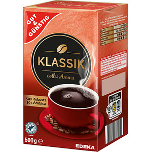 GUT&GÜNSTIG Klassik Kaffee, gemahlen Arabica- und Robustabohnen kräftig 500,0 g