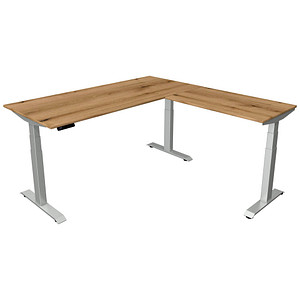 Kerkmann Move 4 elektrisch höhenverstellbarer Schreibtisch eiche rechteckig, T-Fuß-Gestell silber 180,0 x 180,0 cm